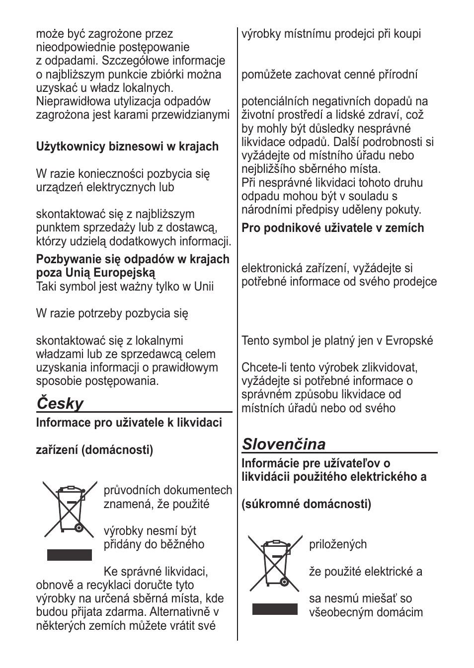 Česky, Slovenčina | Panasonic ES2055 User Manual | Page 162 / 168