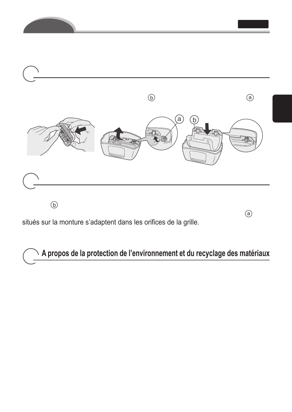 Remplacement de la grille extérieure | Panasonic ES2055 User Manual | Page 23 / 168