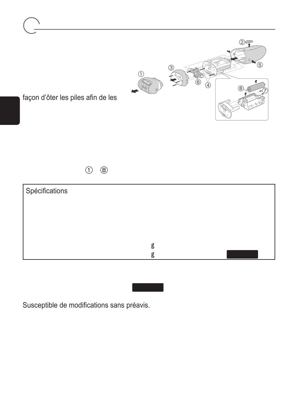 Extraction des piles rechargeables intégrées | Panasonic ES2055 User Manual | Page 24 / 168