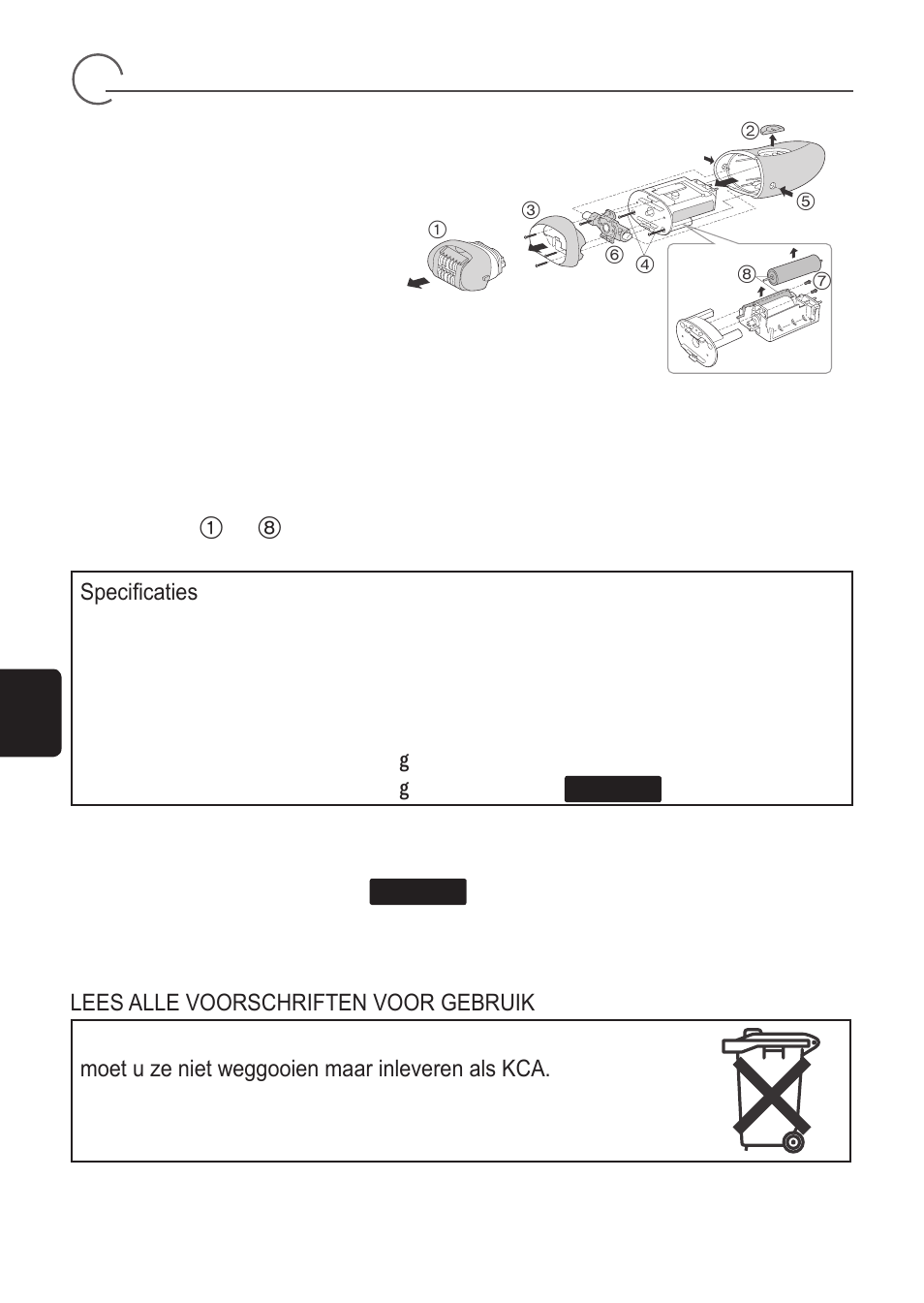 De ingebouwde oplaadbare batterijen verwijderen | Panasonic ES2055 User Manual | Page 48 / 168