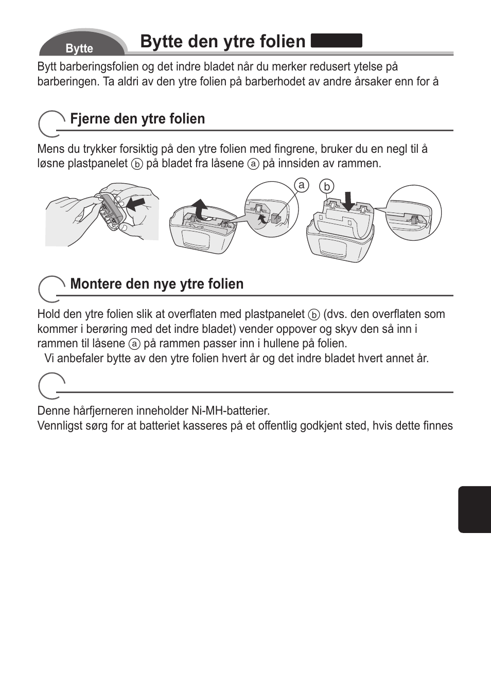 Bytte den ytre folien | Panasonic ES2055 User Manual | Page 63 / 168