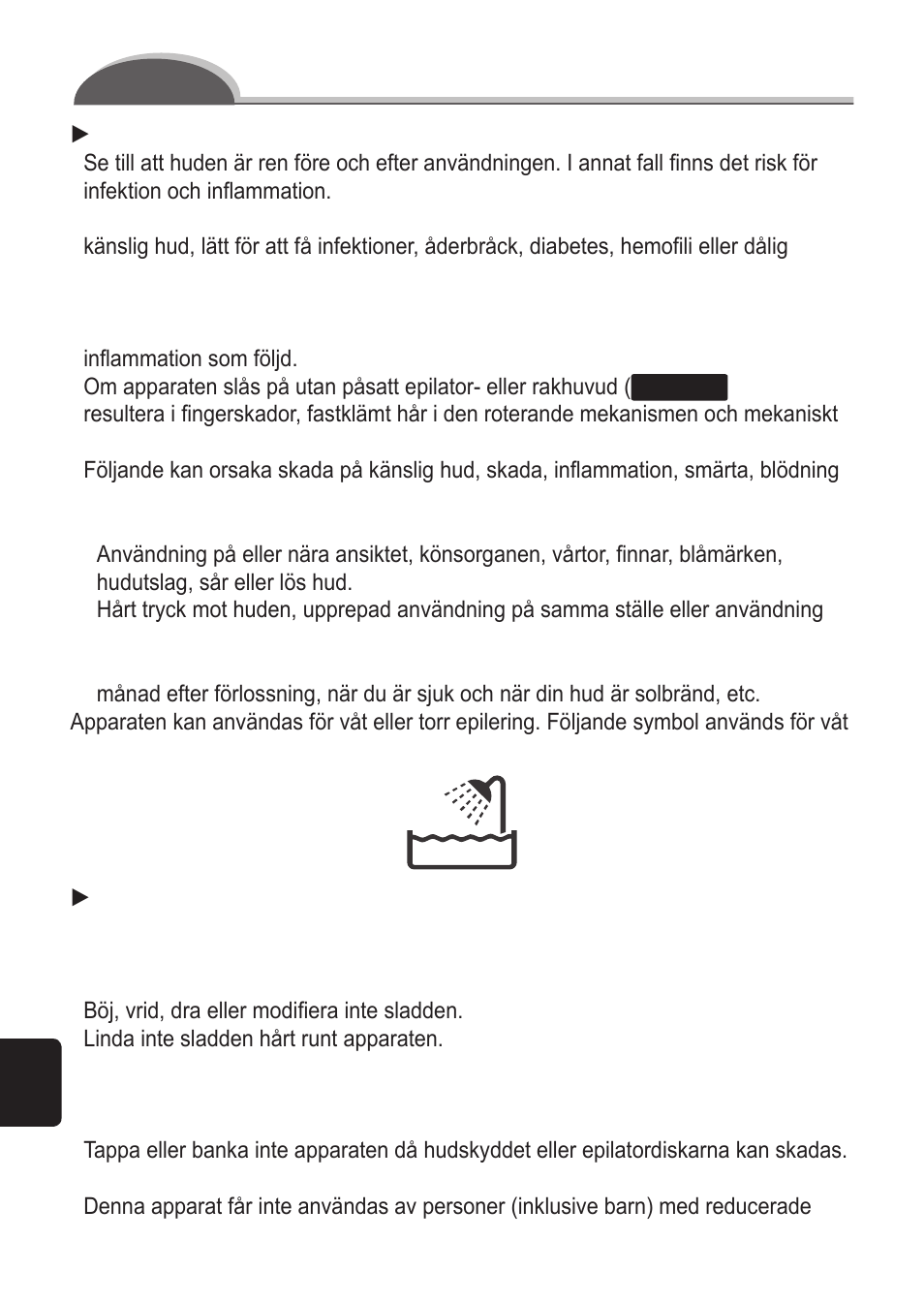 Viktigt | Panasonic ES2055 User Manual | Page 66 / 168