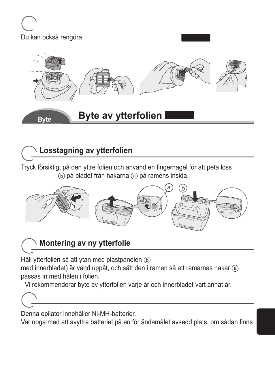 Byte av ytterfolien | Panasonic ES2055 User Manual | Page 71 / 168