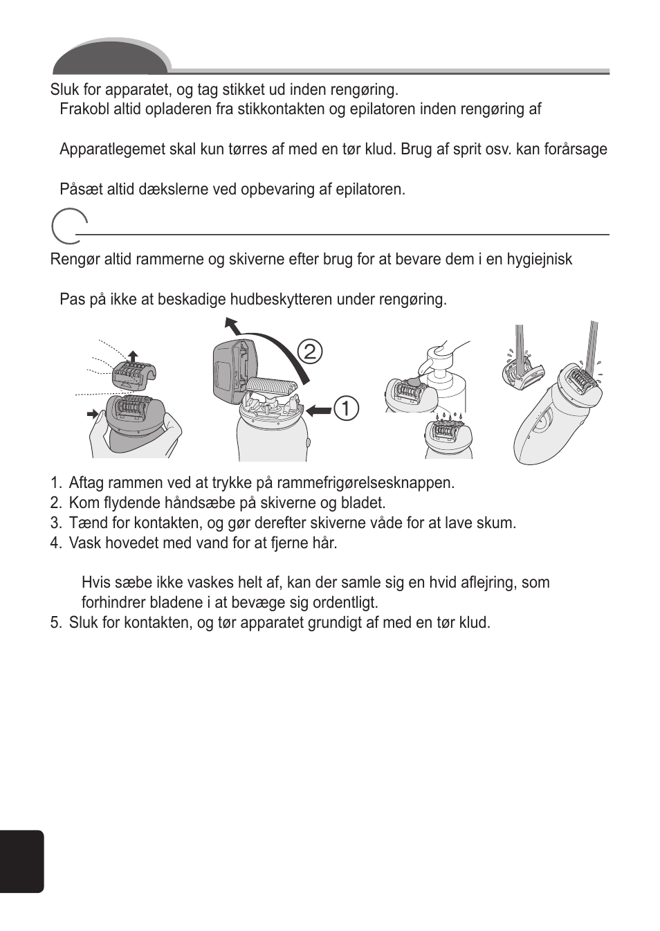 Rengøring af epilatoren | Panasonic ES2055 User Manual | Page 78 / 168