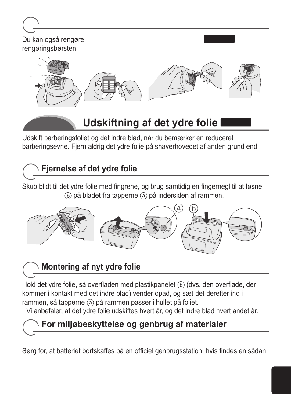 Udskiftning af det ydre folie | Panasonic ES2055 User Manual | Page 79 / 168