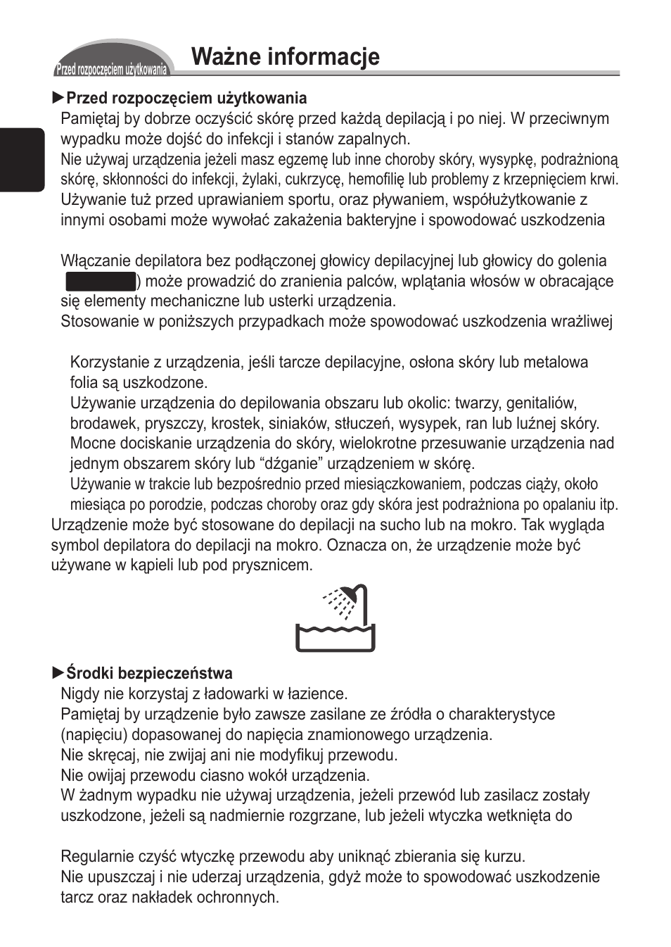 Ważne informacje | Panasonic ES2055 User Manual | Page 90 / 168