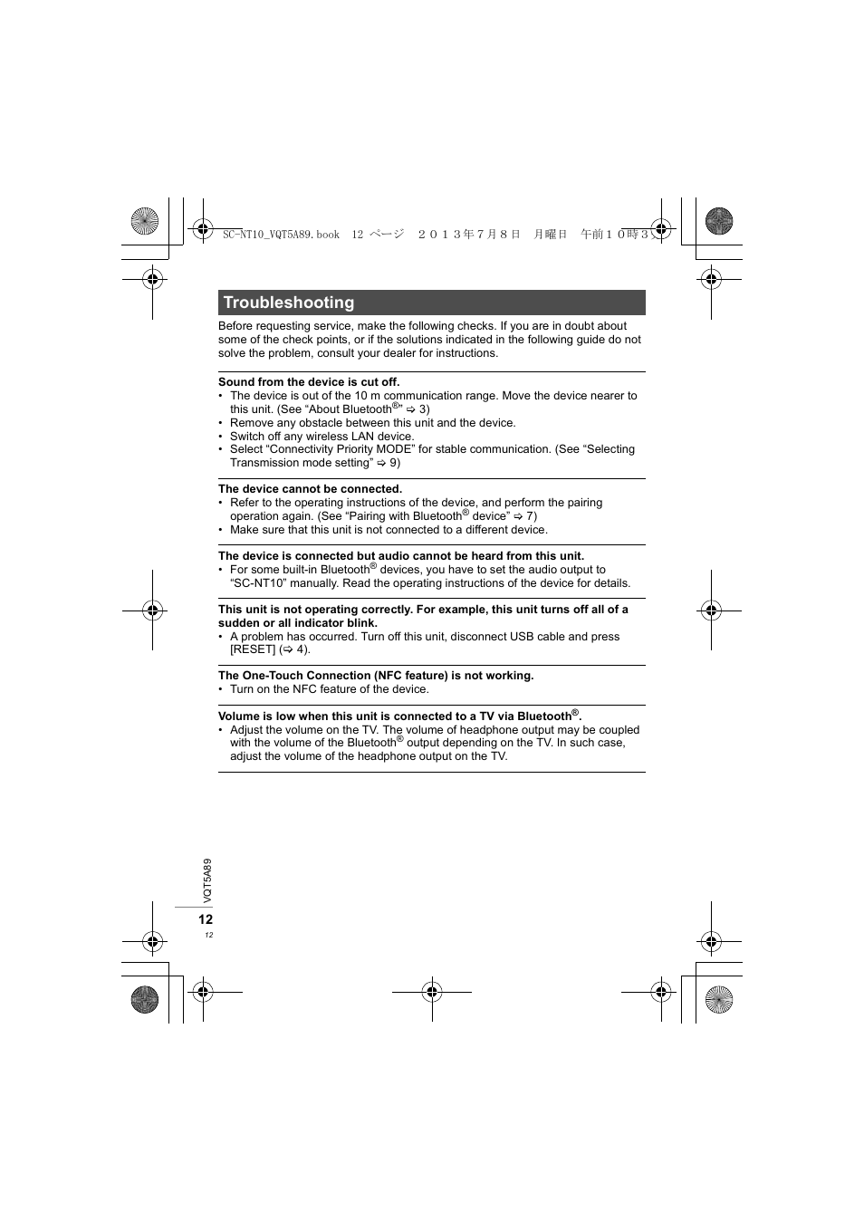 Troubleshooting | Panasonic SCNT10E User Manual | Page 12 / 84