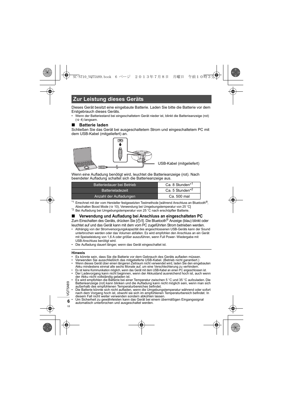 Zur leistung dieses geräts | Panasonic SCNT10E User Manual | Page 18 / 84