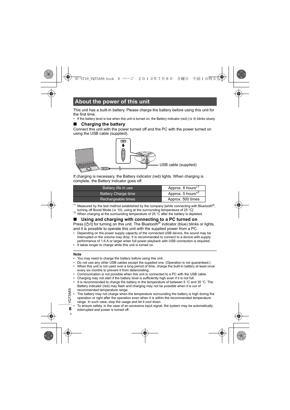 About the power of this unit | Panasonic SCNT10E User Manual | Page 6 / 84