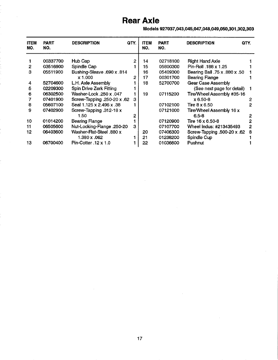 Rear axle | Ariens 927 User Manual | Page 19 / 30