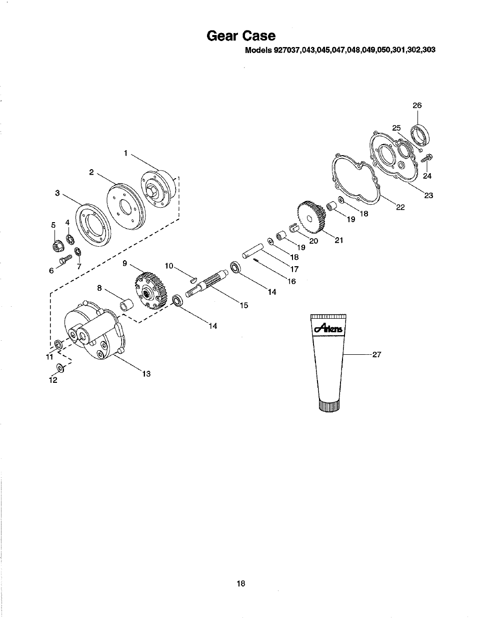 Gear case | Ariens 927 User Manual | Page 20 / 30