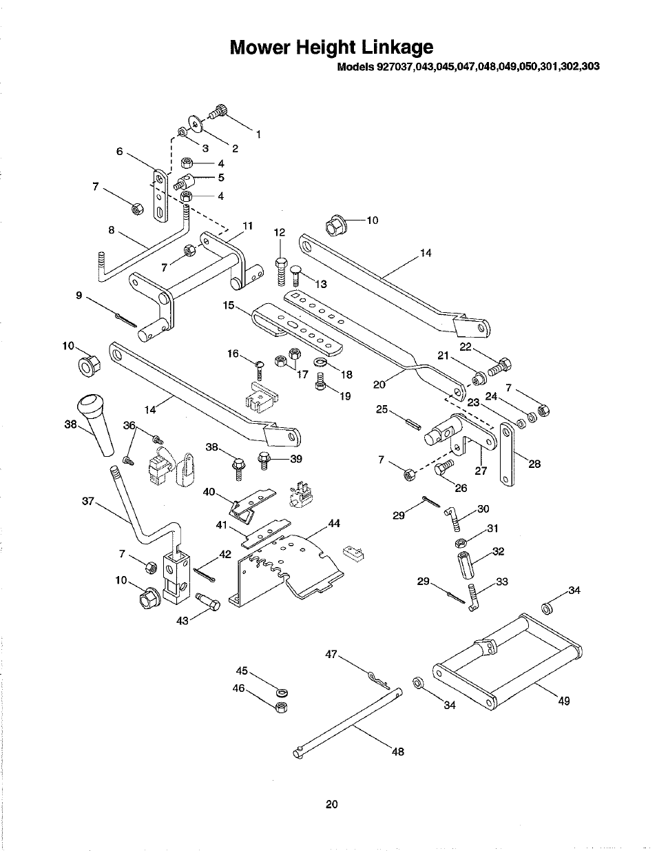 Mower height linkage | Ariens 927 User Manual | Page 22 / 30