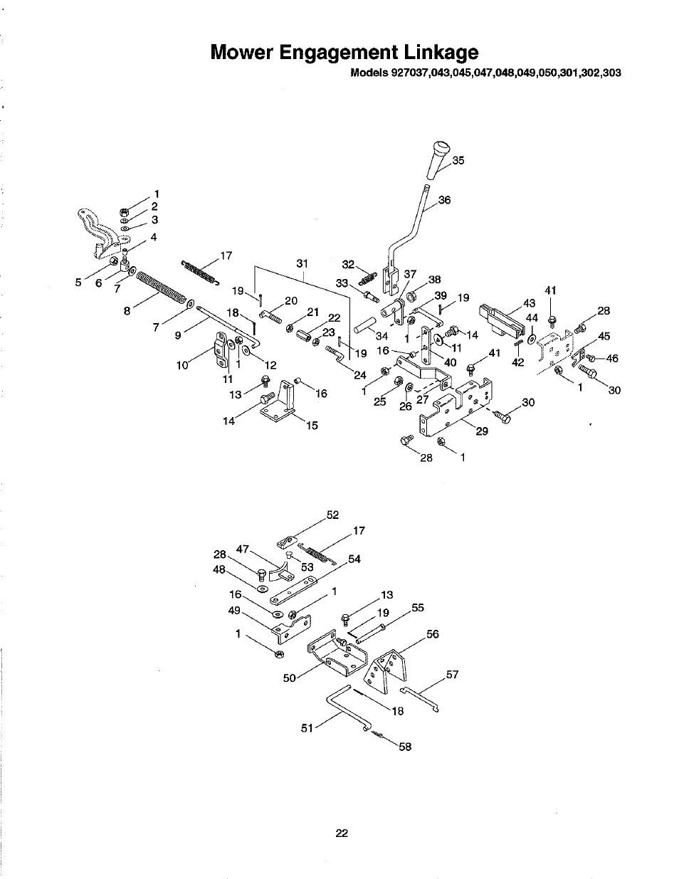 Mower engagement linkage | Ariens 927 User Manual | Page 24 / 30