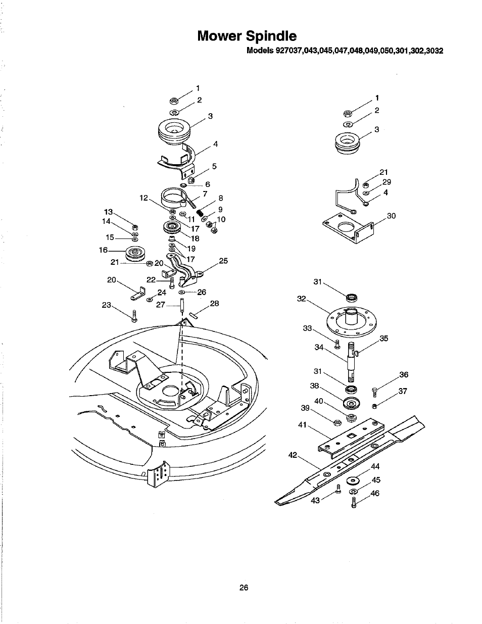 Mower spindle | Ariens 927 User Manual | Page 28 / 30