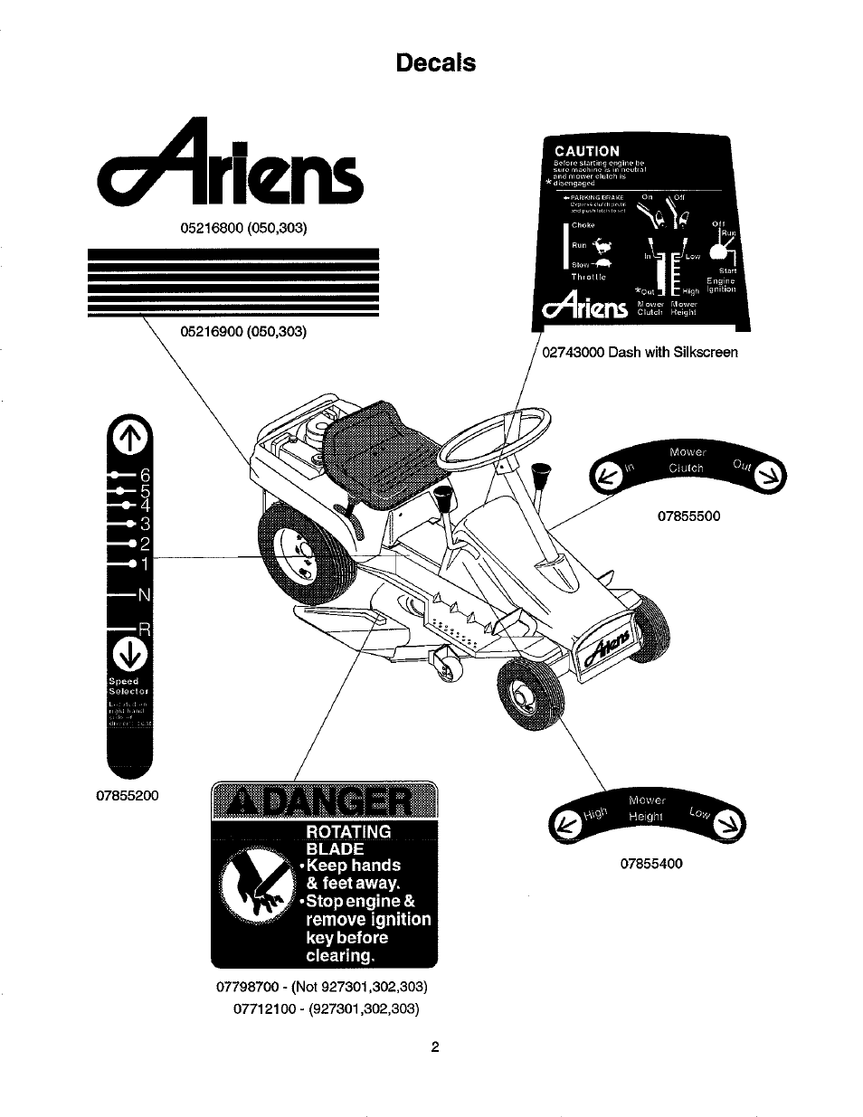 Lens, Decals | Ariens 927 User Manual | Page 4 / 30