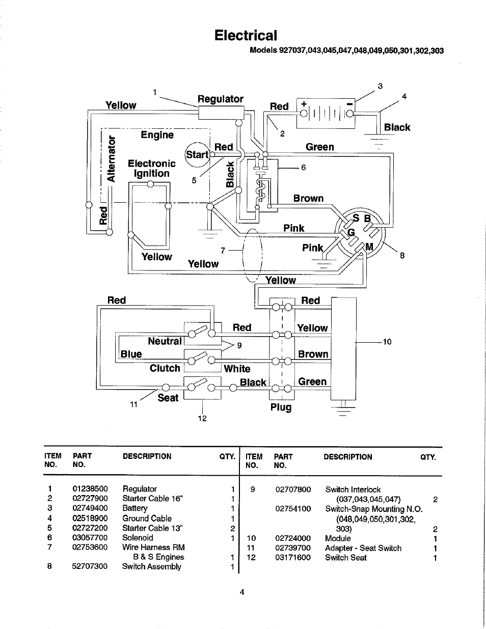 Electrical | Ariens 927 User Manual | Page 6 / 30