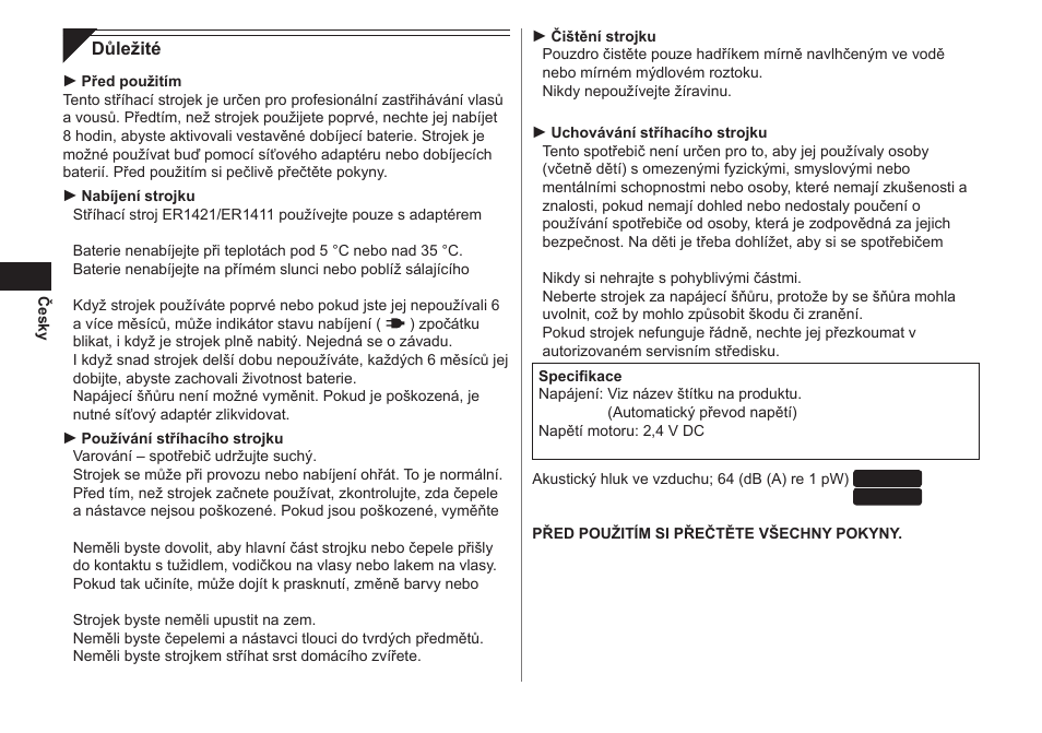 Panasonic ER1421 User Manual | Page 62 / 100