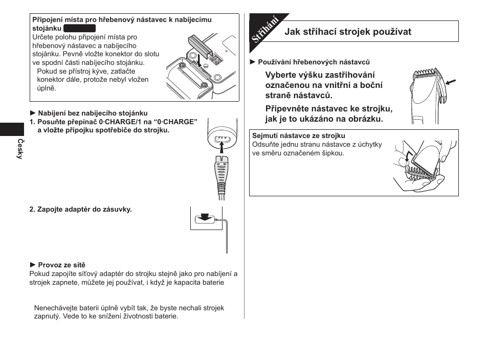 Stříhání | Panasonic ER1421 User Manual | Page 64 / 100