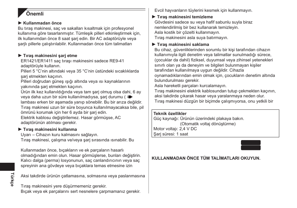 Panasonic ER1421 User Manual | Page 82 / 100