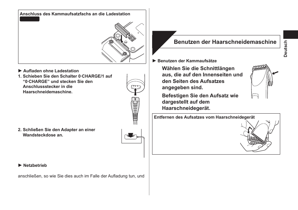 Schneiden | Panasonic ER1421 User Manual | Page 9 / 100