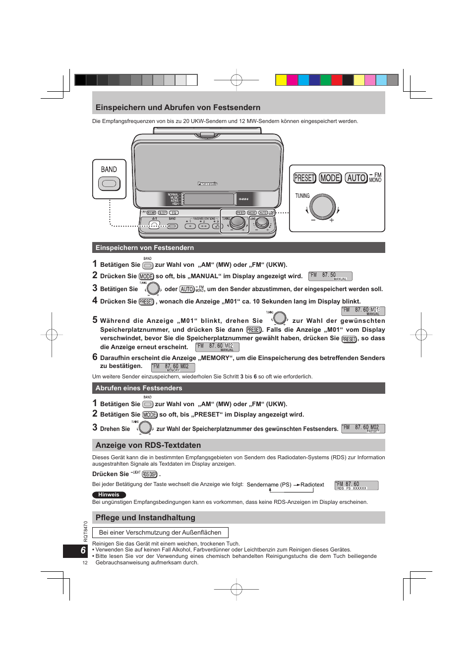 Panasonic RFU700 User Manual | Page 12 / 80