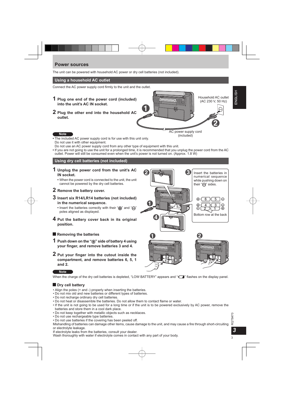 Power sources | Panasonic RFU700 User Manual | Page 3 / 80