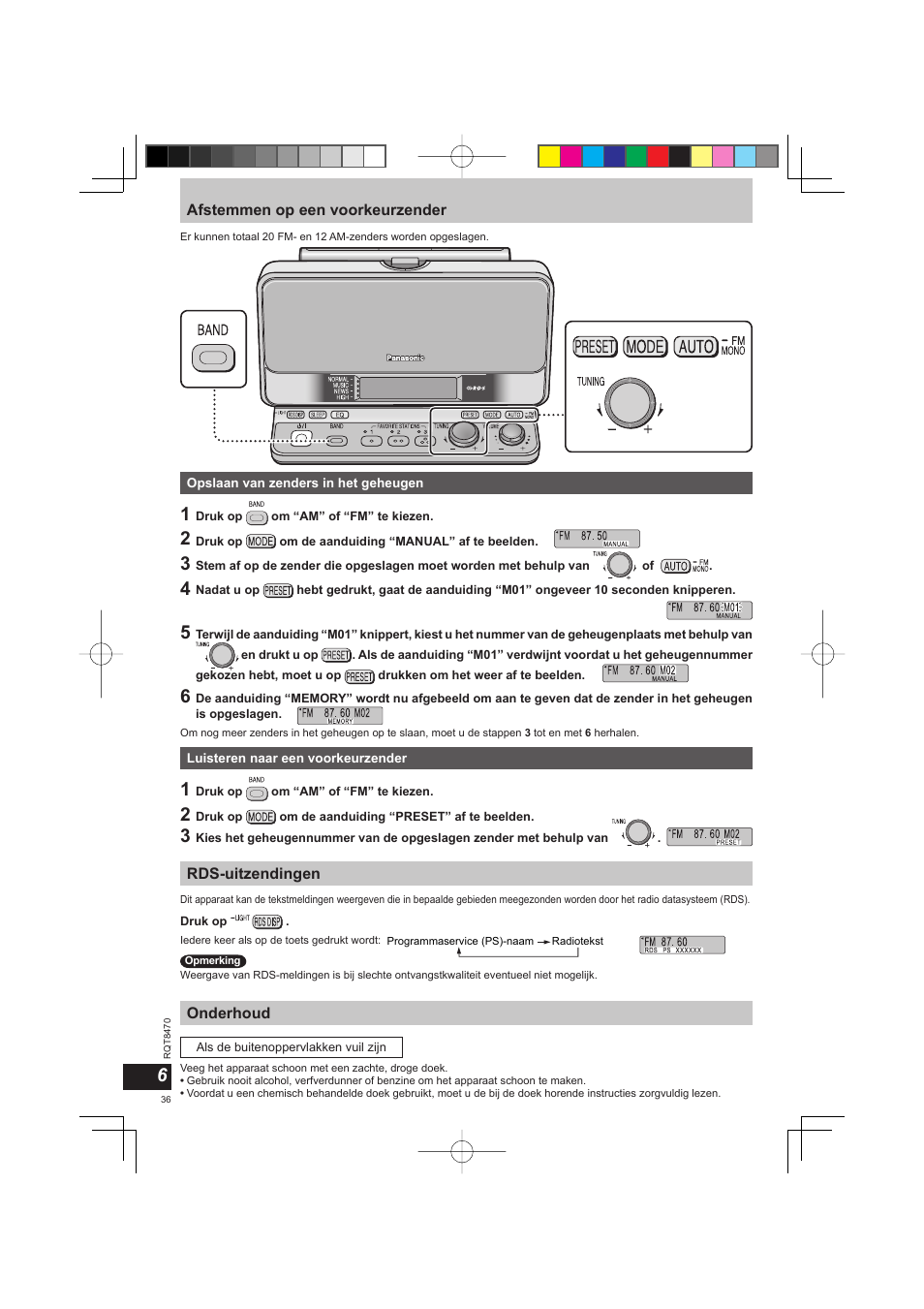 Panasonic RFU700 User Manual | Page 36 / 80