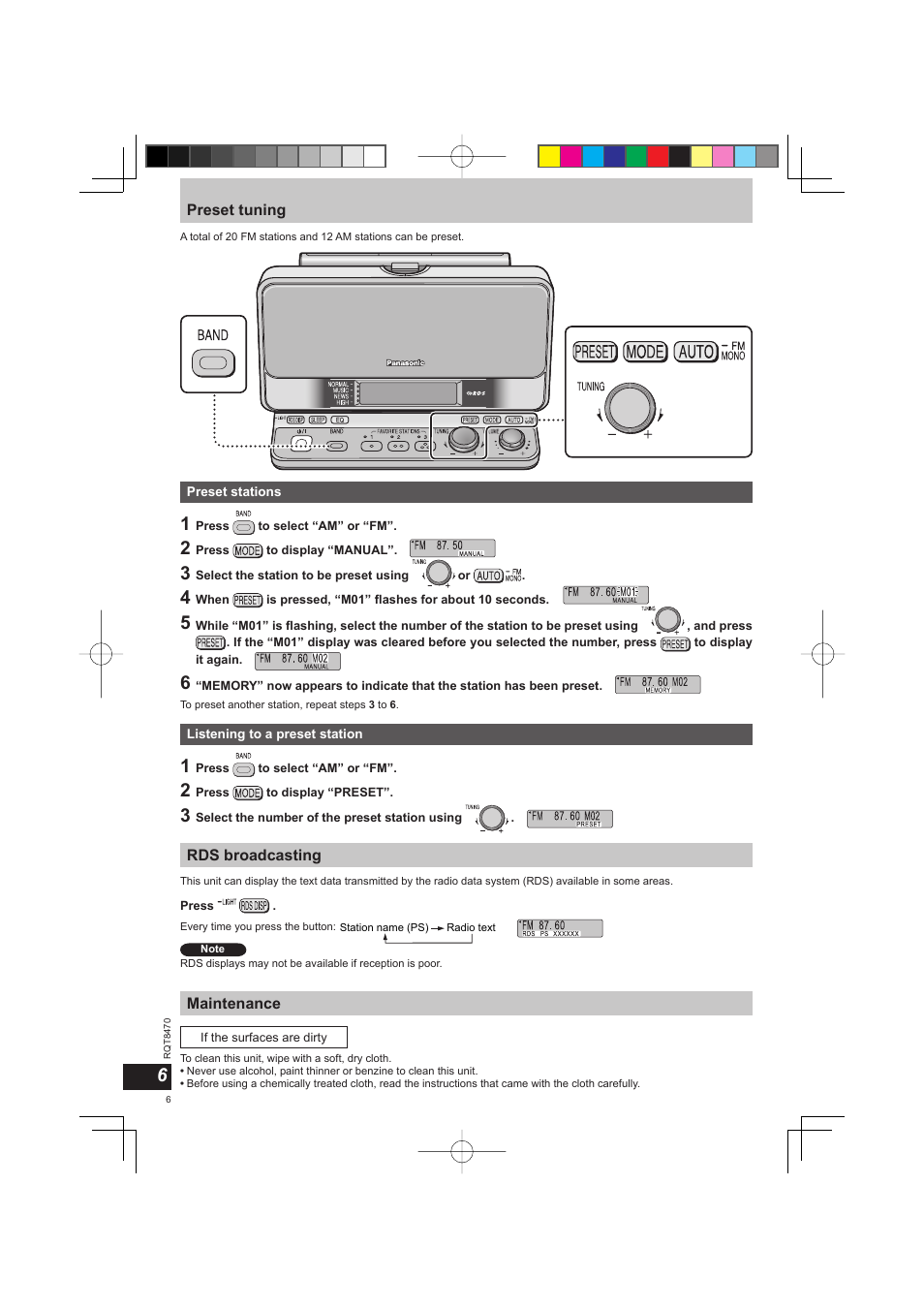 Panasonic RFU700 User Manual | Page 6 / 80
