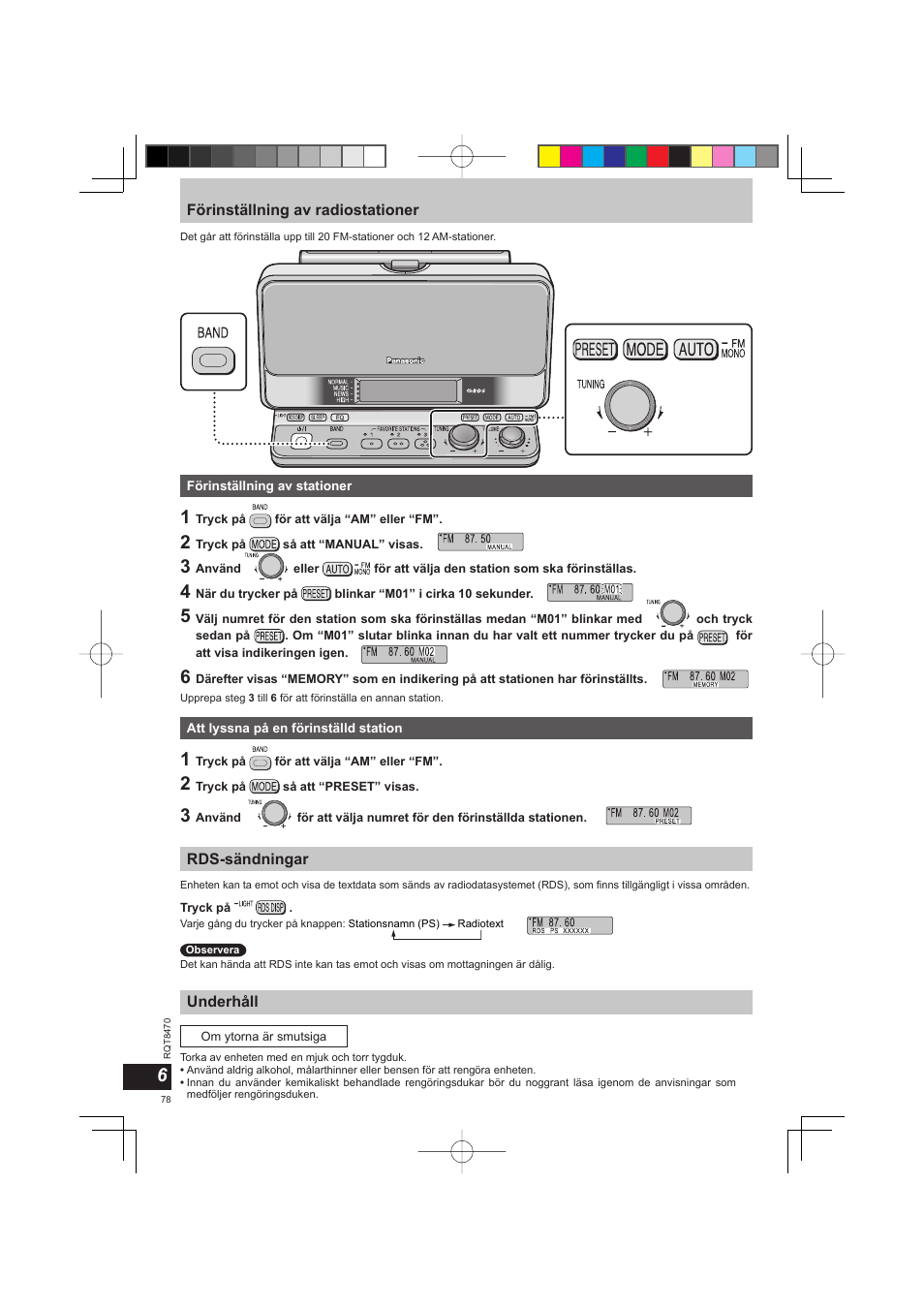 Panasonic RFU700 User Manual | Page 78 / 80