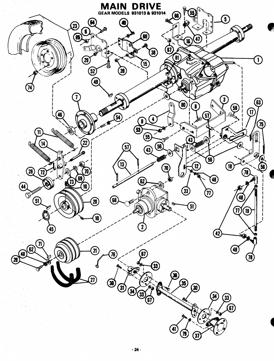 Main drive | Ariens GARDEN TRACTORS 931013 S-14G User Manual | Page 24 / 36