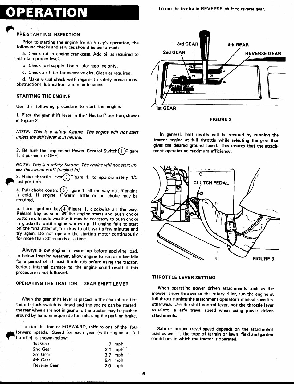 Operation | Ariens GARDEN TRACTORS 931013 S-14G User Manual | Page 5 / 36