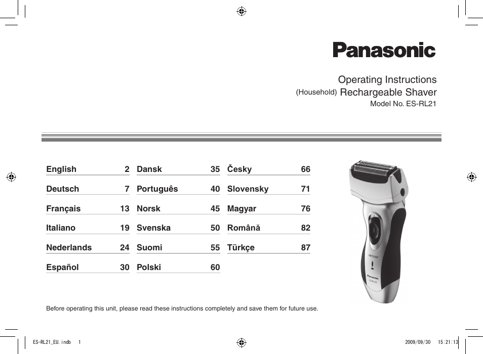 Panasonic ESRL21 User Manual | 92 pages