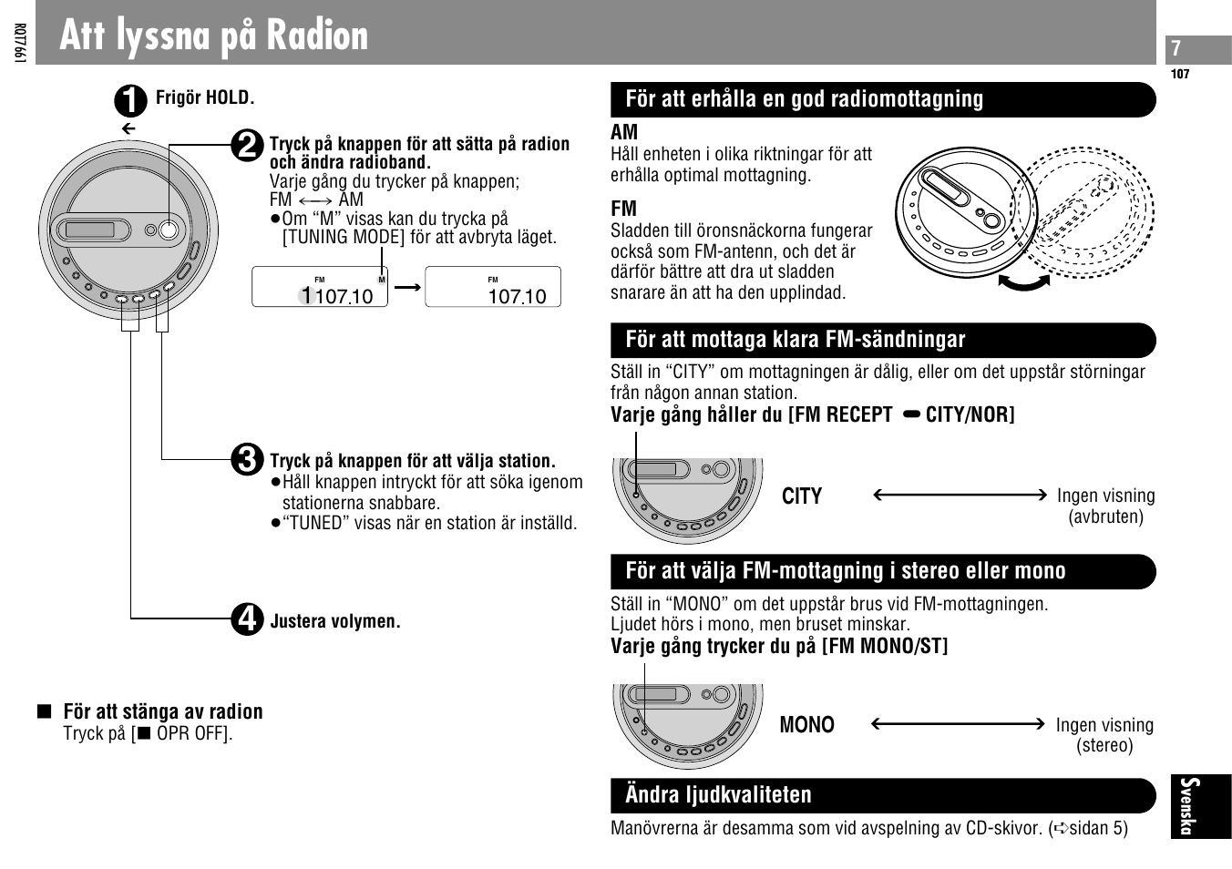 Att lyssna på radion | Panasonic SLSK574V User Manual | Page 107 / 112