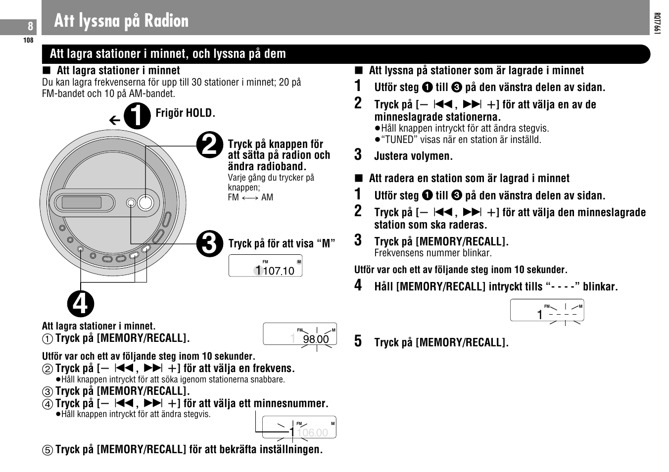 Att lyssna på radion | Panasonic SLSK574V User Manual | Page 108 / 112