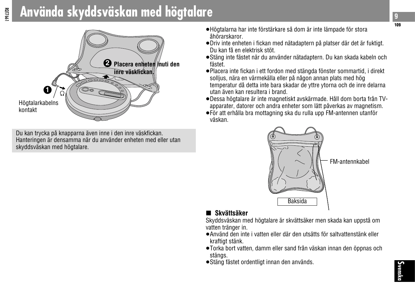 Använda skyddsväskan med högtalare | Panasonic SLSK574V User Manual | Page 109 / 112