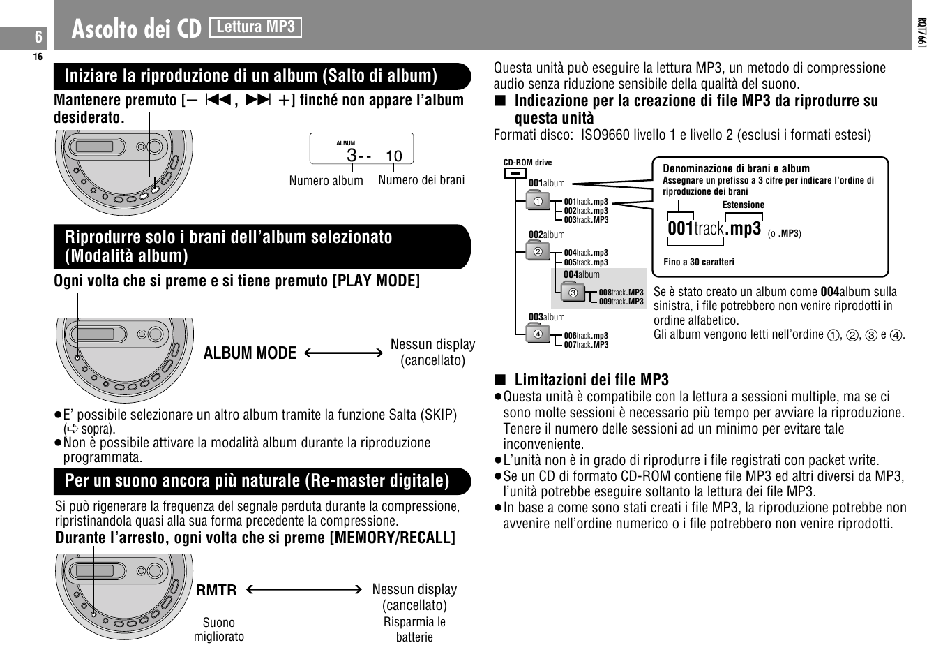 Ascolto dei cd, 001 track .mp3 | Panasonic SLSK574V User Manual | Page 16 / 112