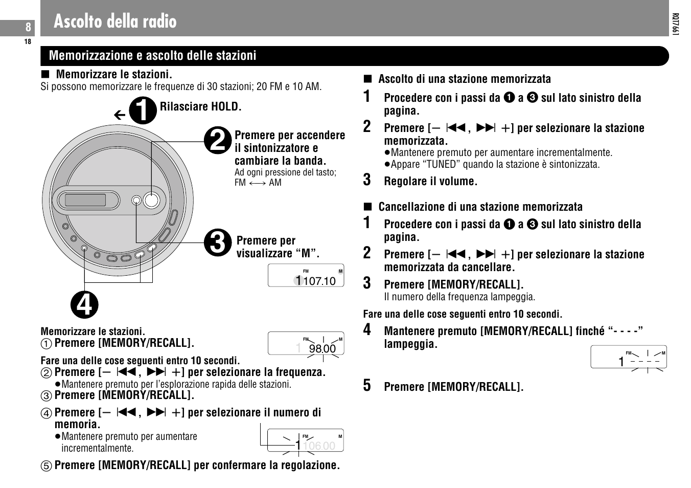 Ascolto della radio | Panasonic SLSK574V User Manual | Page 18 / 112