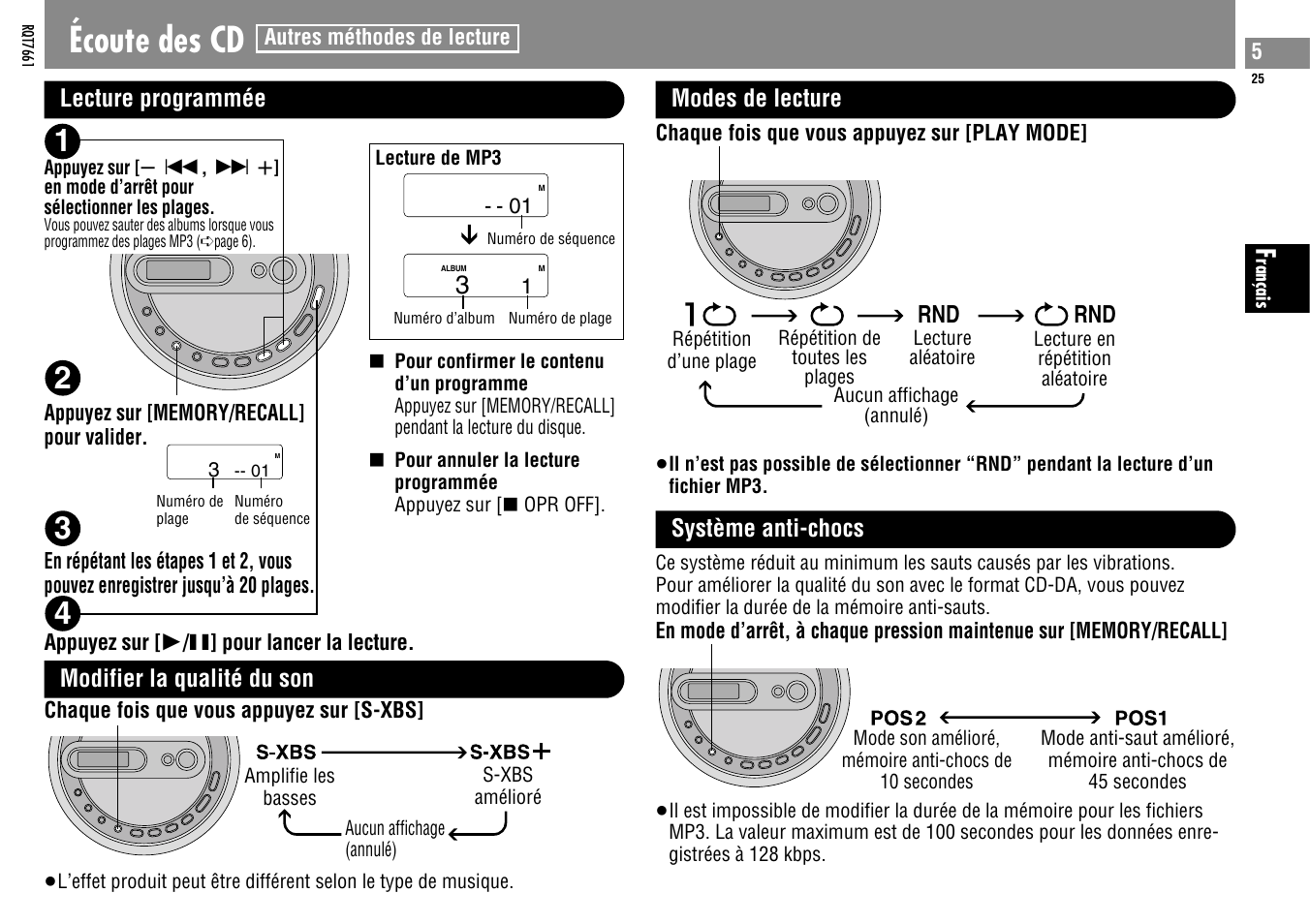 Écoute des cd | Panasonic SLSK574V User Manual | Page 25 / 112