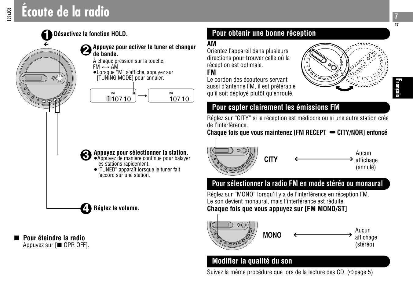 Écoute de la radio | Panasonic SLSK574V User Manual | Page 27 / 112