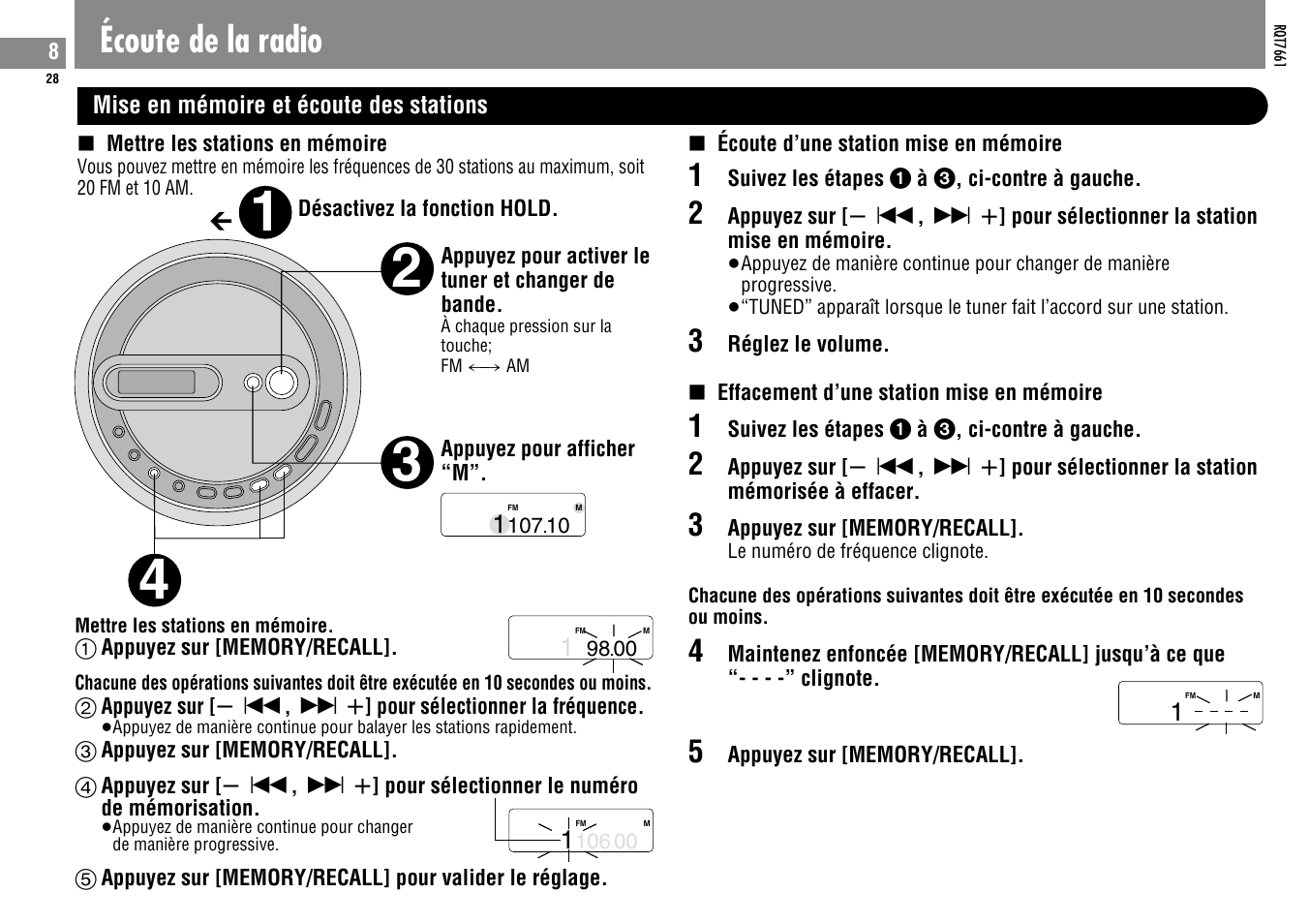 Écoute de la radio | Panasonic SLSK574V User Manual | Page 28 / 112