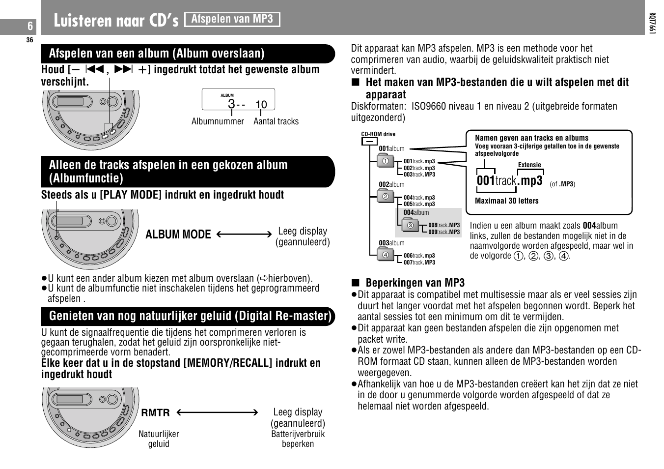 Luisteren naar cd’s, 001 track .mp3 | Panasonic SLSK574V User Manual | Page 36 / 112