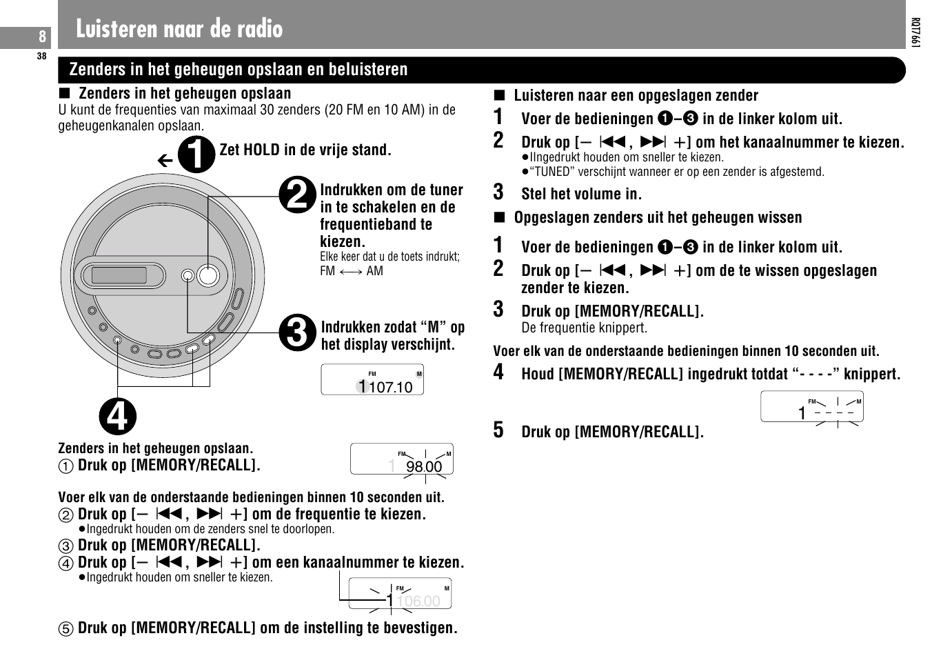 Luisteren naar de radio | Panasonic SLSK574V User Manual | Page 38 / 112