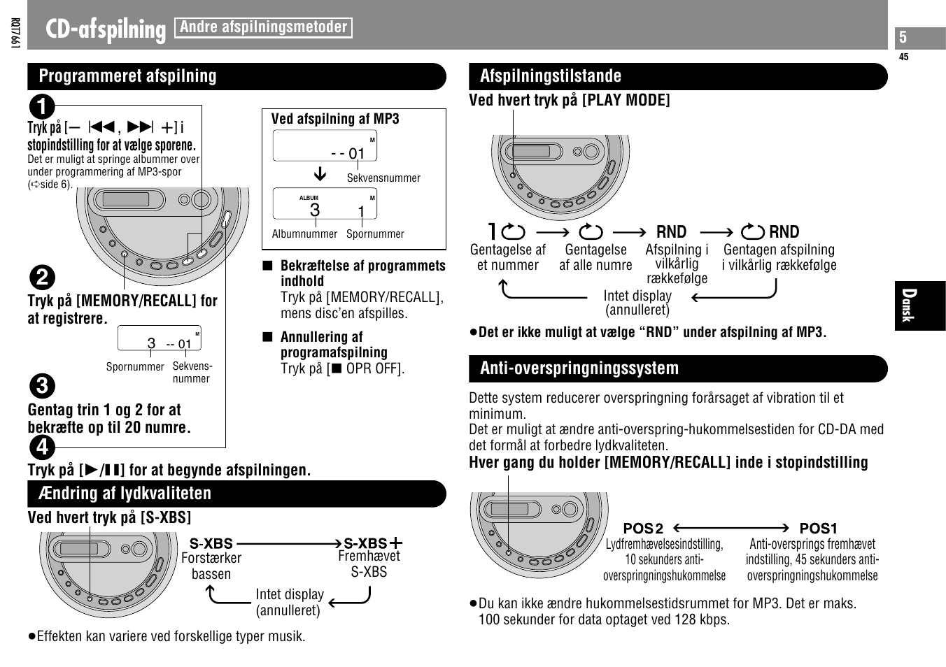 Cd-afspilning | Panasonic SLSK574V User Manual | Page 45 / 112