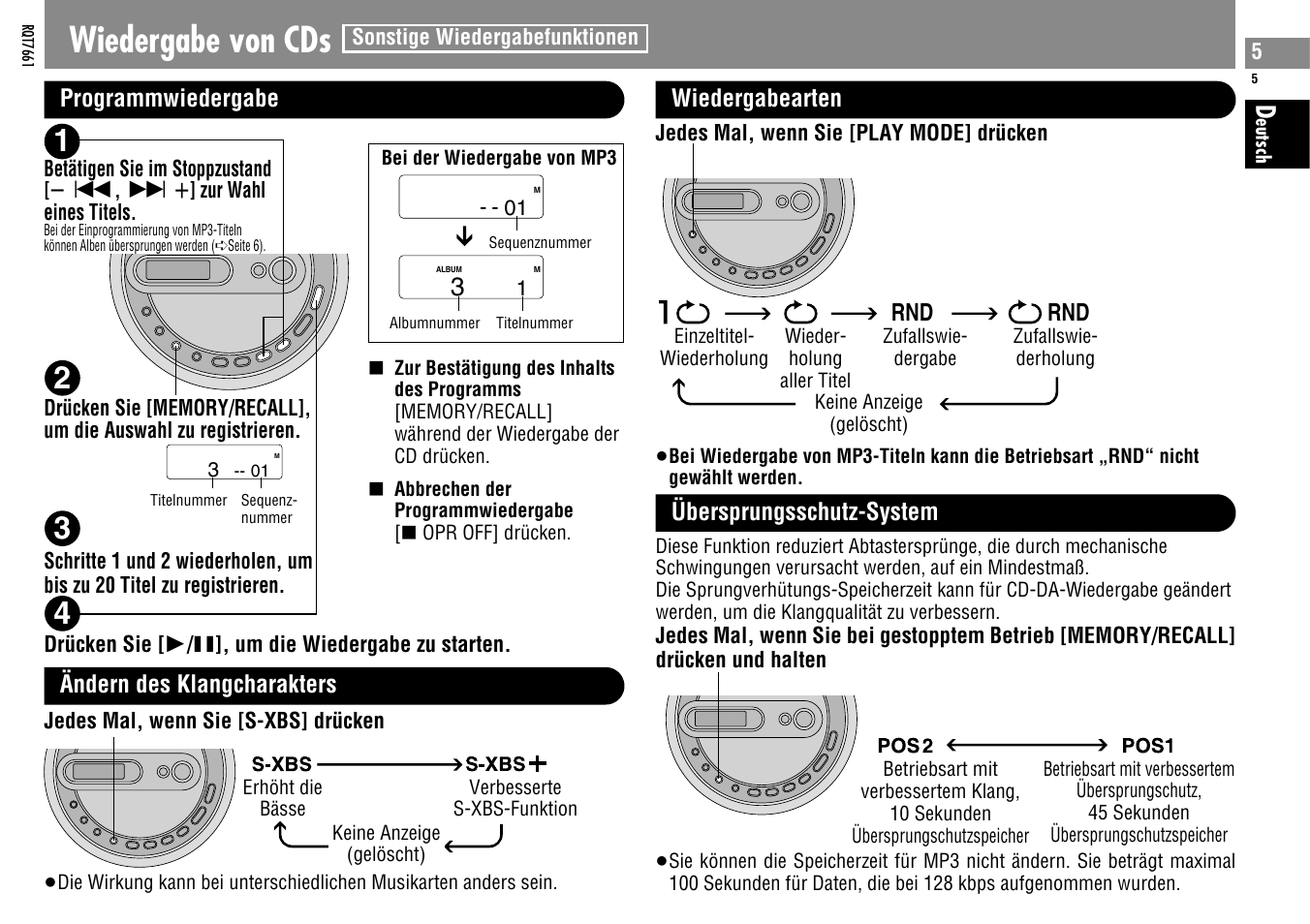 Wiedergabe von cds | Panasonic SLSK574V User Manual | Page 5 / 112