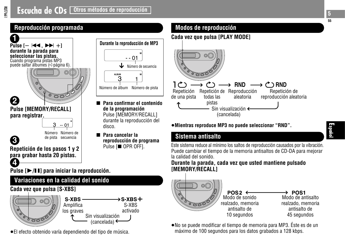 Escucha de cds | Panasonic SLSK574V User Manual | Page 55 / 112