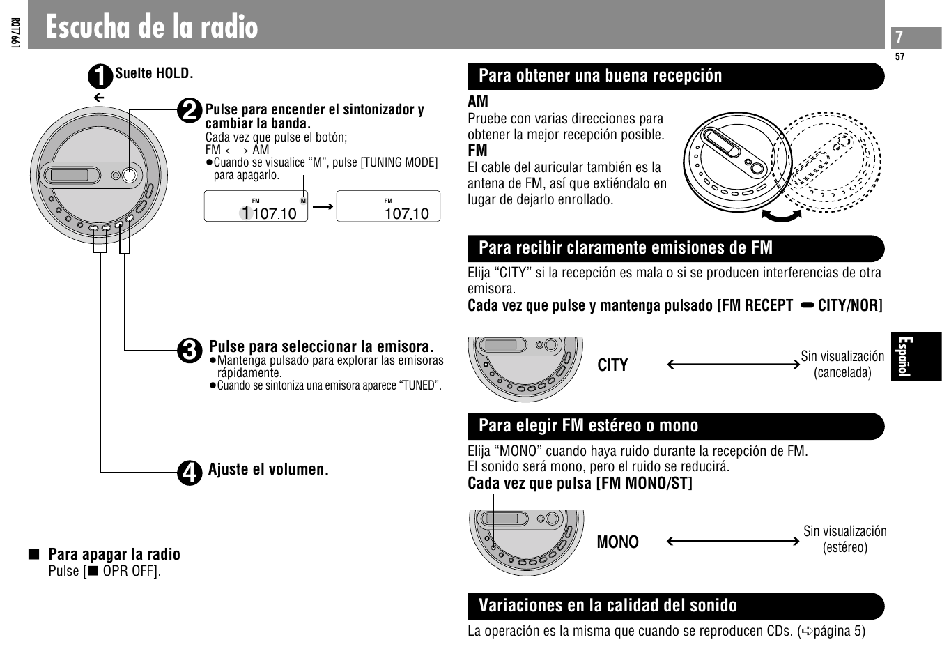 Escucha de la radio | Panasonic SLSK574V User Manual | Page 57 / 112