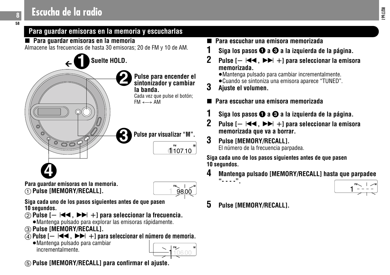 Escucha de la radio | Panasonic SLSK574V User Manual | Page 58 / 112