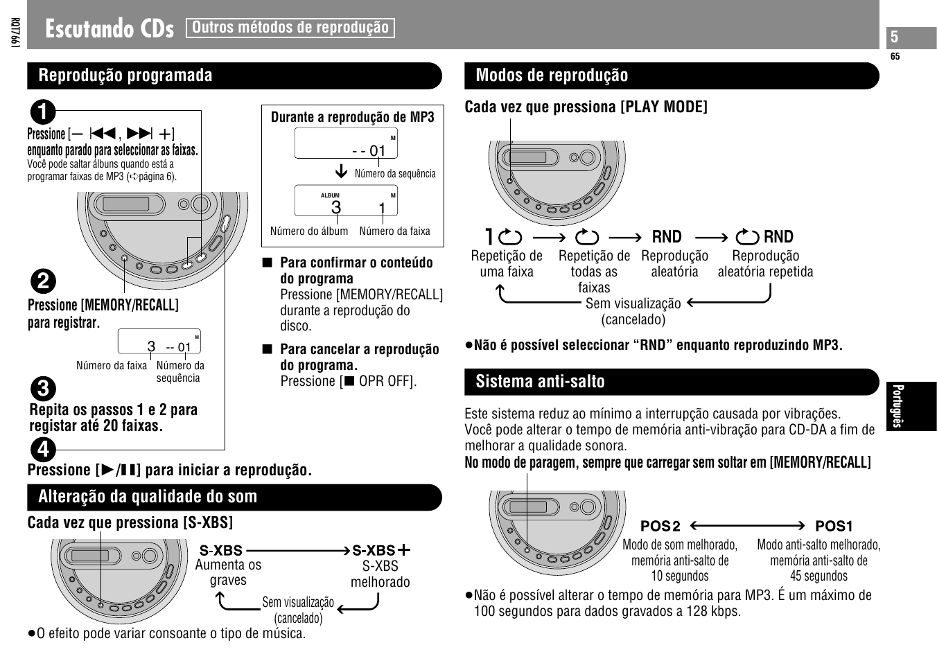 Escutando cds | Panasonic SLSK574V User Manual | Page 65 / 112