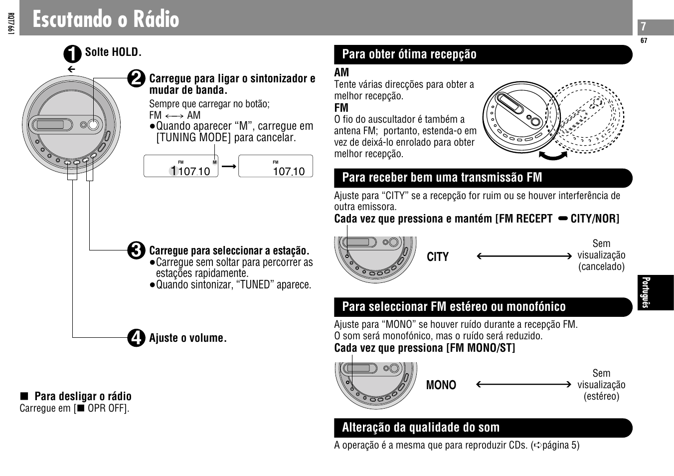 Escutando o rádio | Panasonic SLSK574V User Manual | Page 67 / 112