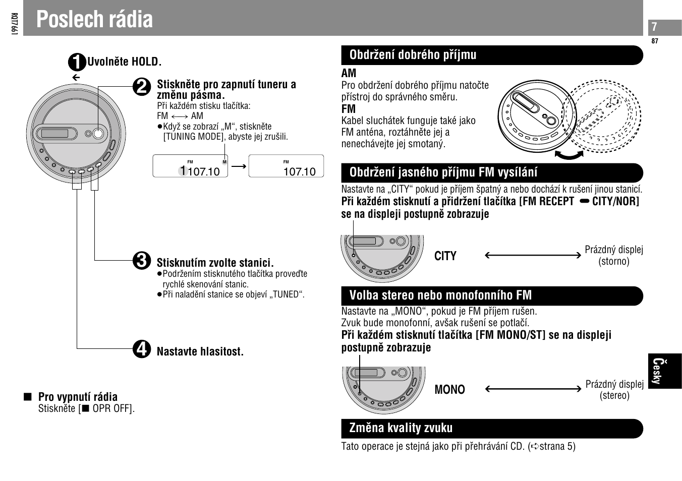 Poslech rádia | Panasonic SLSK574V User Manual | Page 87 / 112